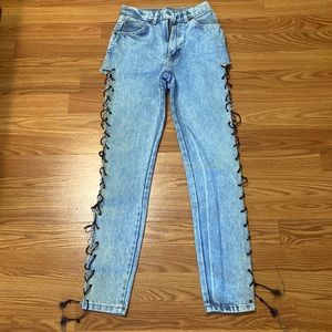 Genuine Vintage 80s Tory Island Split Legs with Drawn String and Rivets RARE